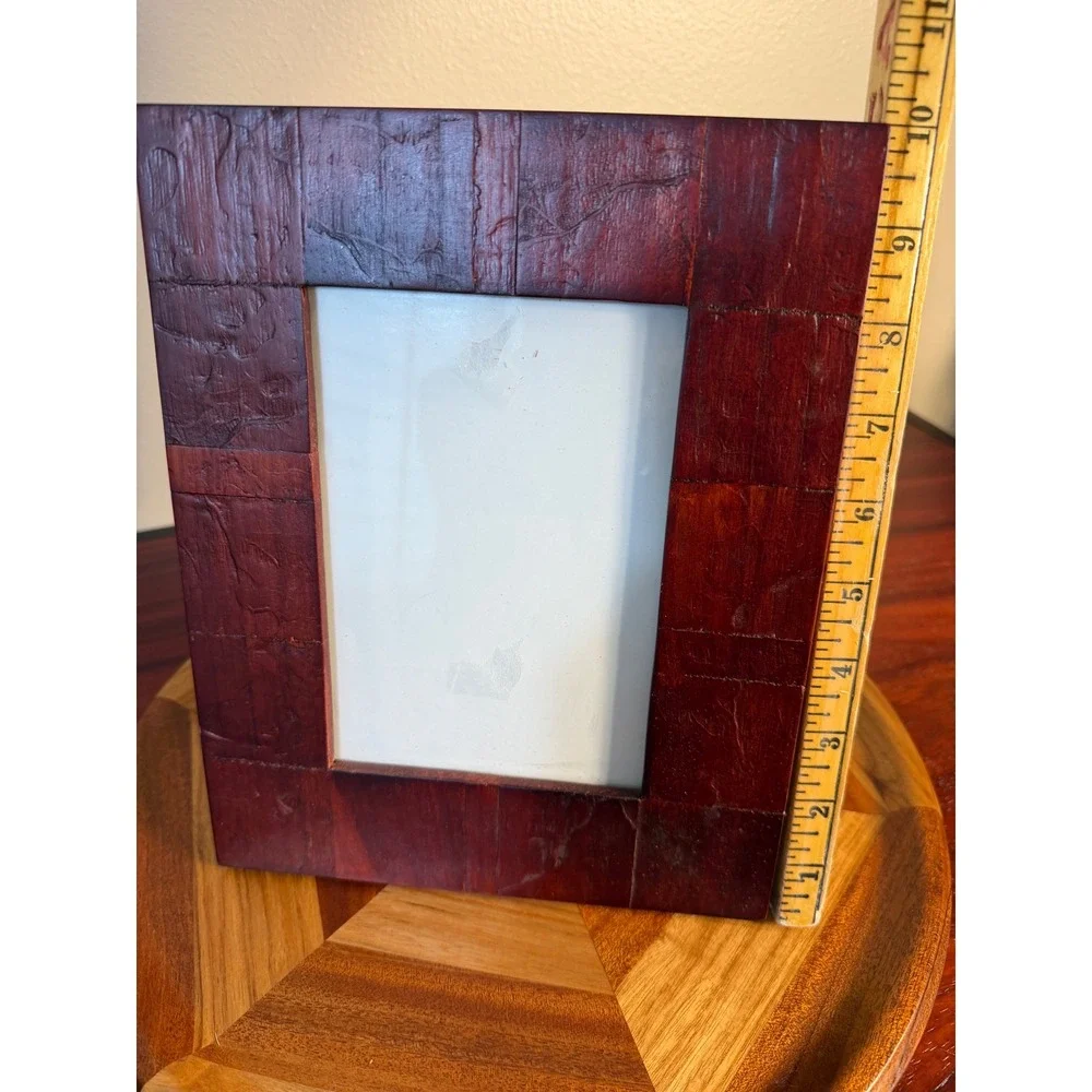 Rare Woods Tiled Mosaic Wood Picture Frame 4x6 Red Brown Tabletop Wall Decor